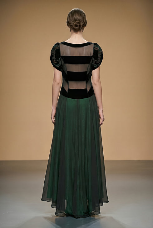 Rochie voal si catifea C4137