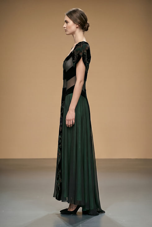 Rochie voal si catifea C4137