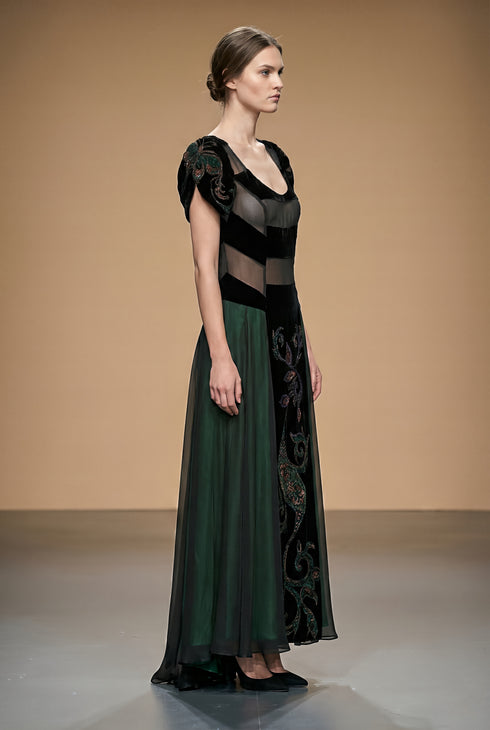 Rochie voal si catifea C4137
