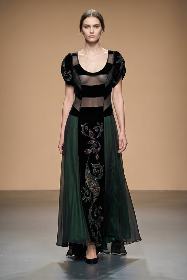 Rochie voal si catifea C4137