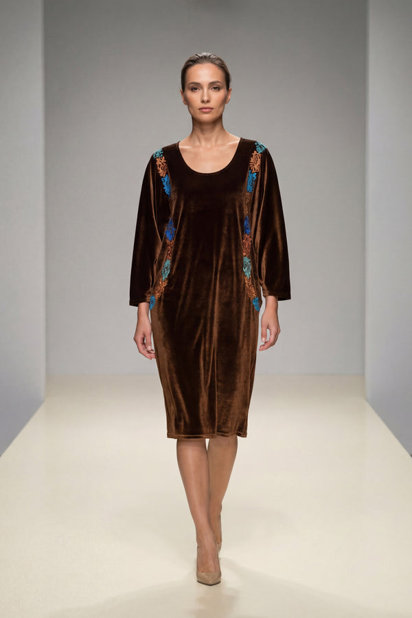 Rochie din catifea pictata manual - LP157