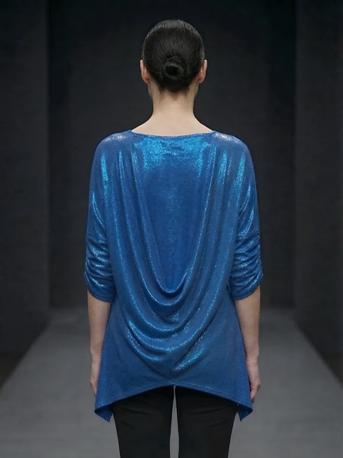 Bluza Vascoza Pictata Manual cu Trandafiri Aramii si Croiala Asimetrica | LP172