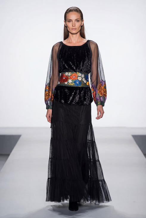 Bluza catifea și tull pictat LP101