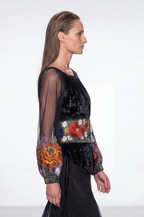 Bluza catifea și tull pictat LP101