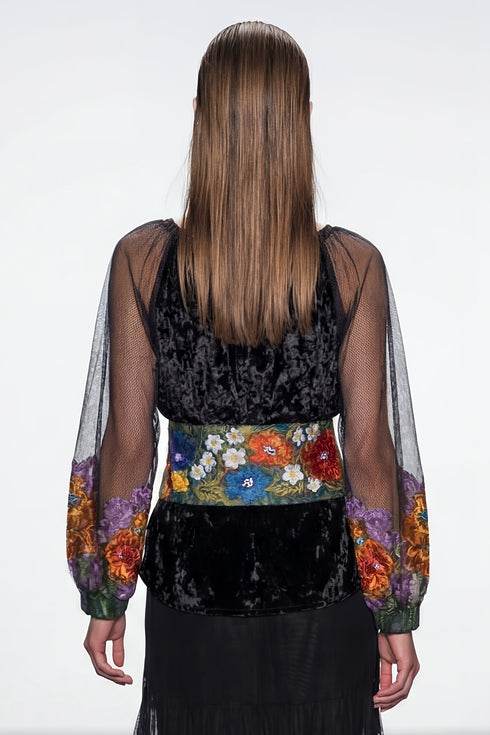 Bluza catifea și tull pictat LP101