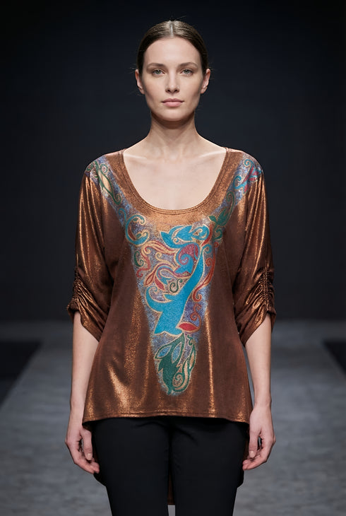 Bluza Jerse Vascoza Pictata Manual cu Elastice la Maneca | LP173