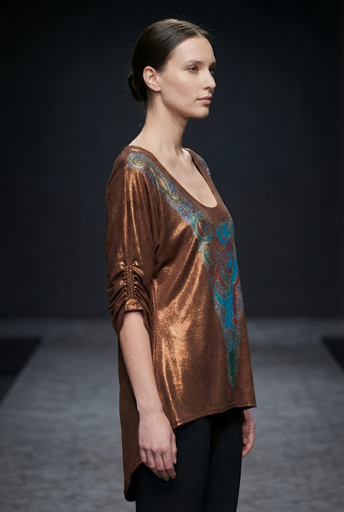 Bluza Jerse Vascoza Pictata Manual cu Elastice la Maneca | LP173