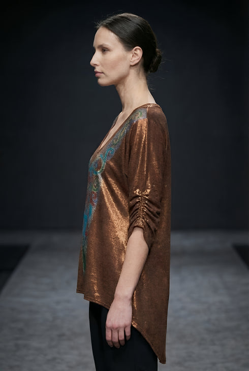 Bluza Jerse Vascoza Pictata Manual cu Elastice la Maneca | LP173