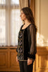 Bluza tip ie din catifea LP-256B – profil stanga, maneca din voal plisat
