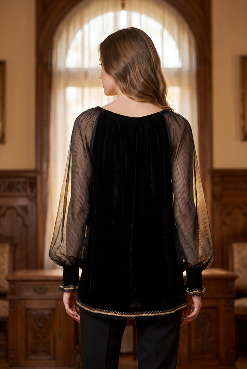 Bluza tip ie din catifea LP-256B – spate din catifea neagra
