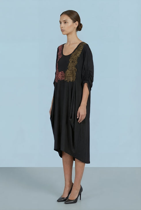 Rochie Jerse Pictata Manual cu Maneci Chimono | LP177