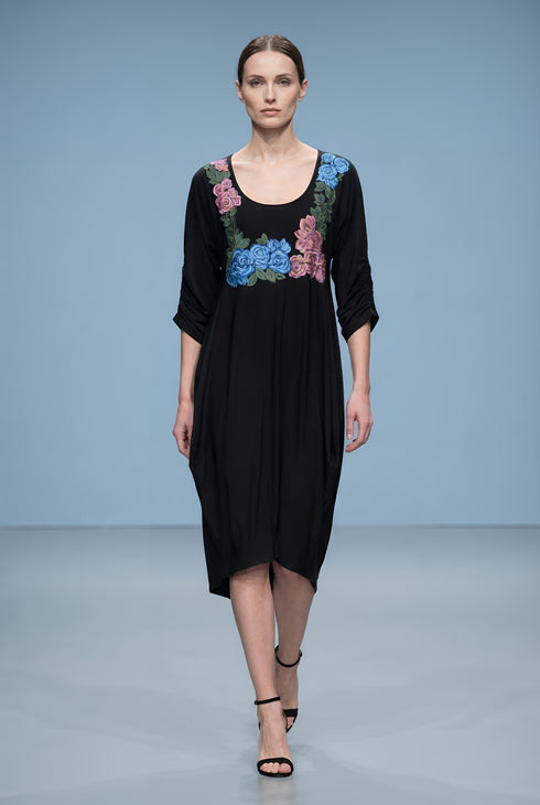 Rochie Jerse Pictata Manual cu Maneci Chimono | LP178