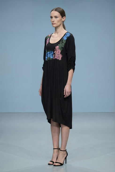 Rochie Jerse Pictata Manual cu Maneci Chimono | LP178