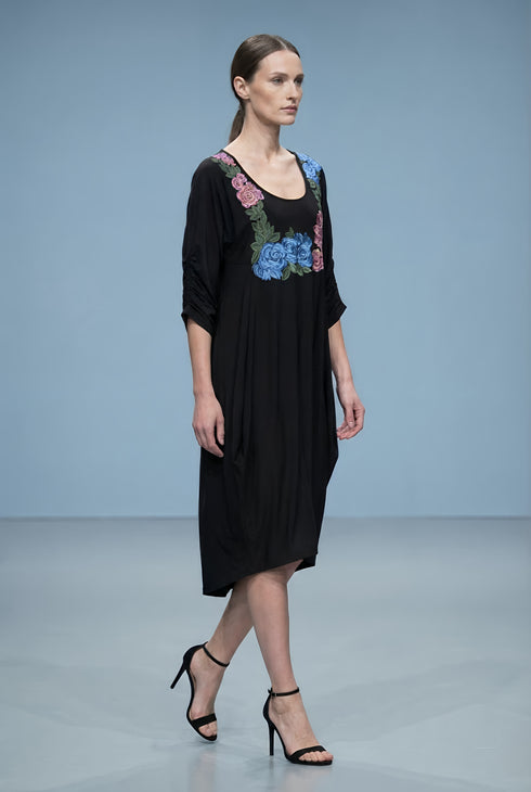 Rochie Jerse Pictata Manual cu Maneci Chimono | LP178