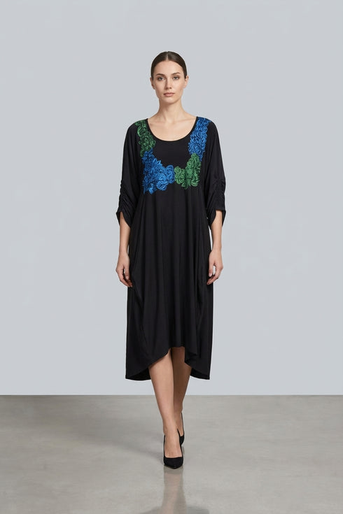 Rochie Jerse cu Maneci Chimono Pictata Manual | LP179