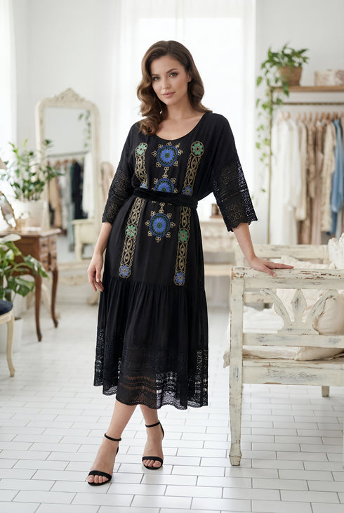 Rochie Vascoză Broderie Manuală cu Dantela Bumbac | LP183