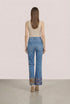 Pantalon Denim Pictat Manual cu Broderie Florala | LP185
