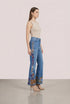 Pantalon Denim Pictat Manual cu Broderie Florala | LP185