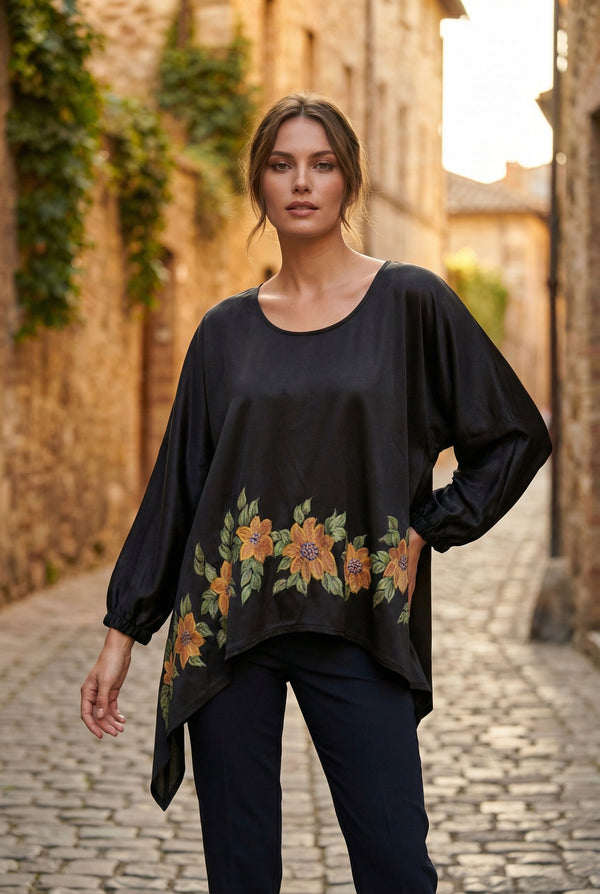 Bluza asimetrica pictata manual LP187