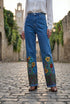 Pantaloni denim drepti pictati manual - LP205