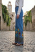 Pantaloni denim drepti pictati manual - LP205