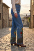 Pantaloni denim drepti pictati manual - LP205
