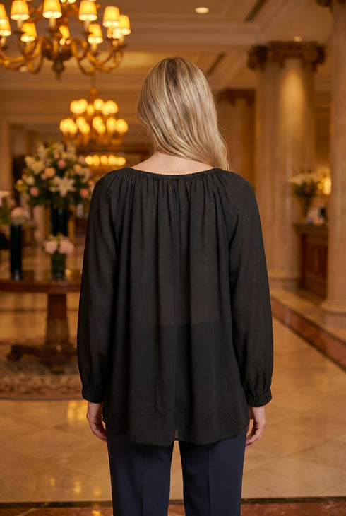 Bluza viscoza cu broderie aurie - LP206