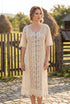 Rochie din in 100% cu dantelă și broderie – LP221R