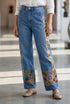 Pantaloni drepți din denim, pictați manual - LP238B