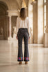 Pantaloni drepți din denim, pictați manual - LP238P