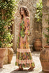 Rochie tip ie cu volane, imprimeu floral abstract – LP240R