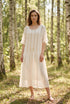 Rochie din in cu dantelă și mâneci chimono - LP249R