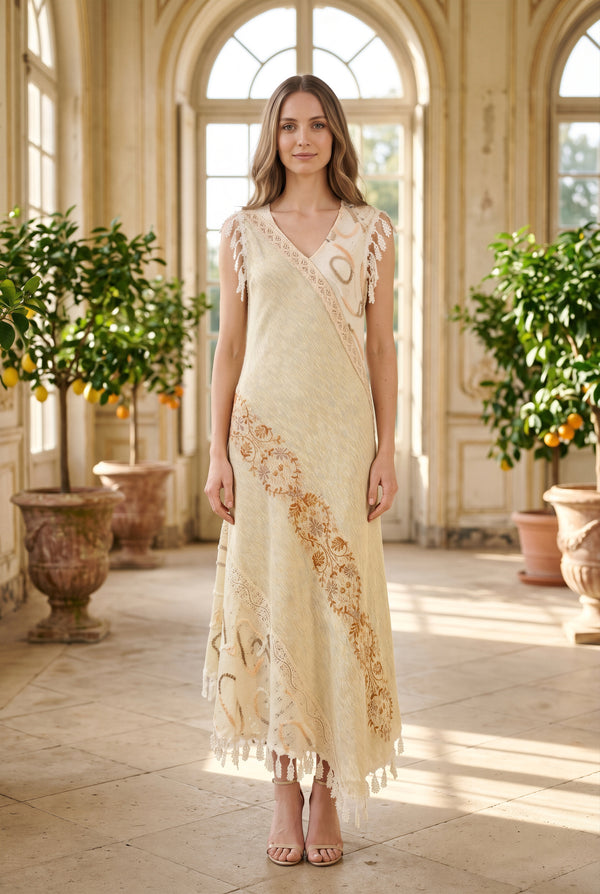 Rochie din jerse brodata cu ciucuri LP271R - fata