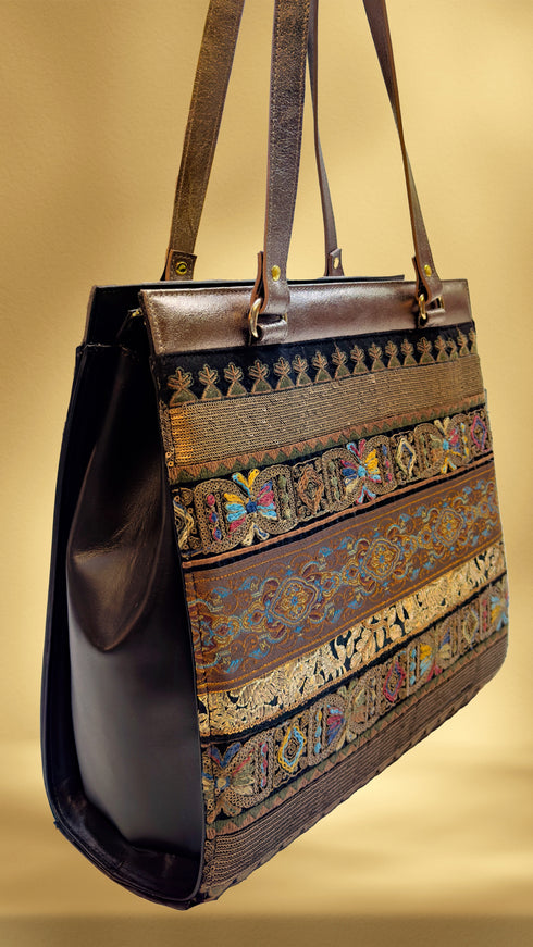 Poseta piele și din aplicatii de dantela G110