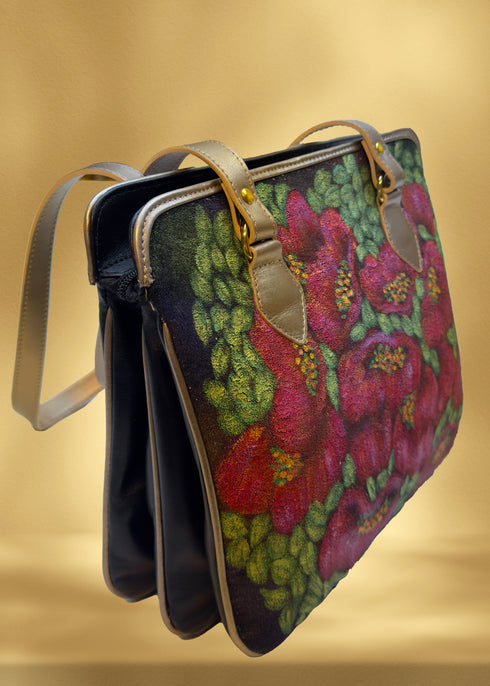 Poseta piele și catifea pictata manualLP112