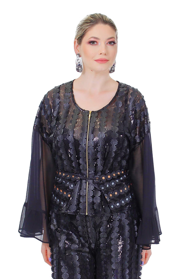 Bluza tull cu paiete FR-28