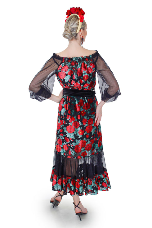 Rochie catifea/voal FR-79