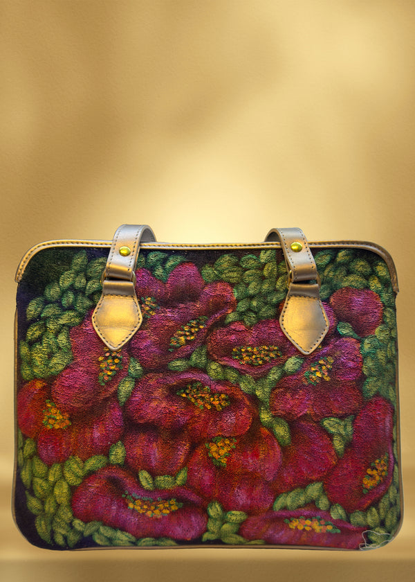 Poseta piele și catifea pictata manualLP112