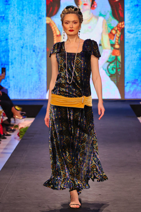 Rochie catifea pe voal FR-3