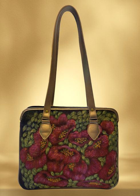 Poseta piele și catifea pictata manualLP112