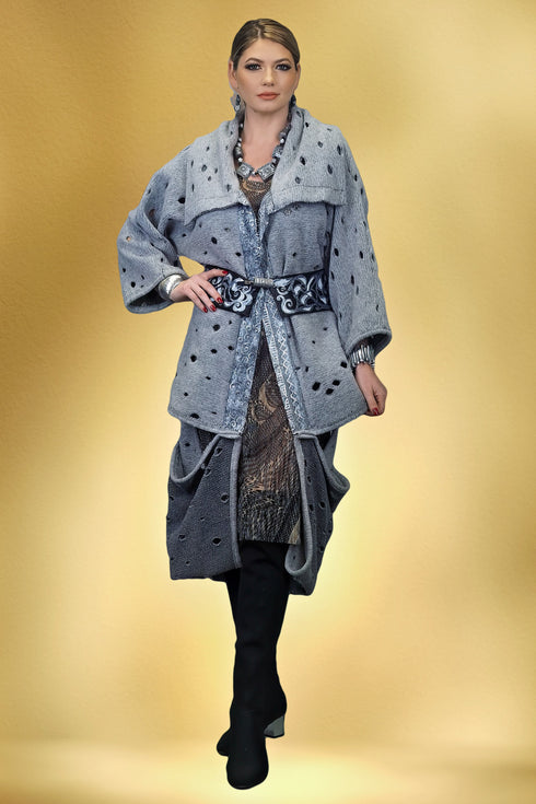 Jacheta de stofă gri perforată - S8