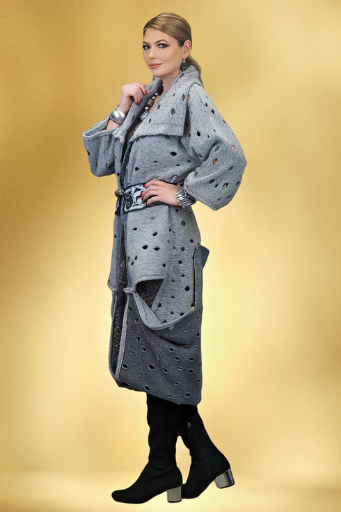 Jacheta de stofă gri perforată - S8