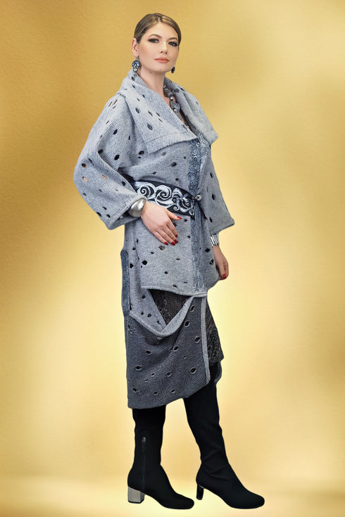 Jacheta de stofă gri perforată - S8