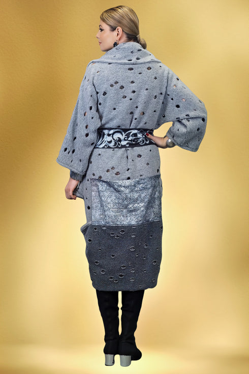 Jacheta de stofă gri perforată - S8