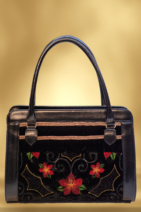 Poseta piele si material textil 3907