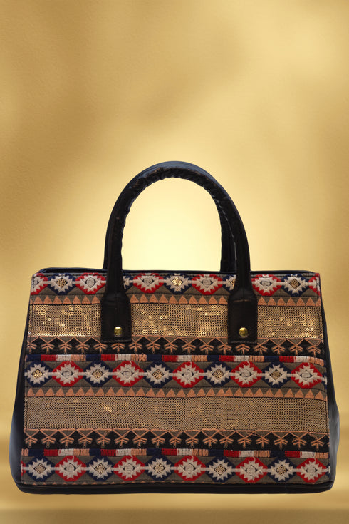 Poseta piele si material textil 3909