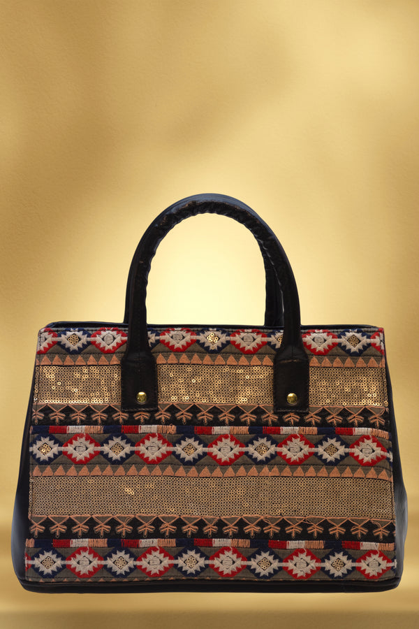 Poseta piele si material textil 3909