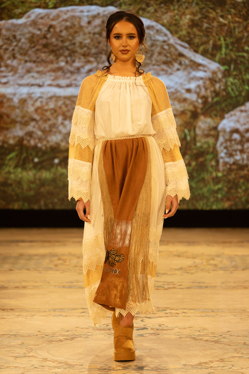 Rochie viscoza cu garnituri S55