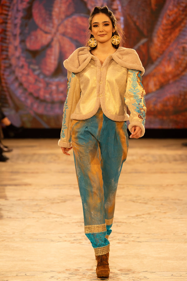 Jachetă piele ecologică brodată S14