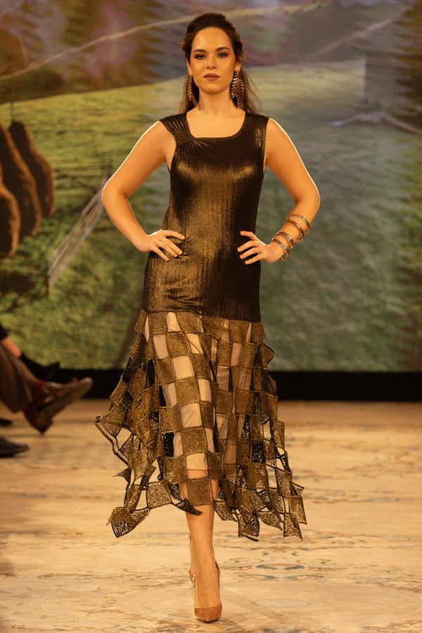 Rochie jerseu si piele ecologica S46 UNICAT